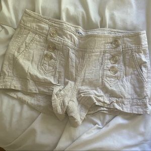 Express tan button shorts